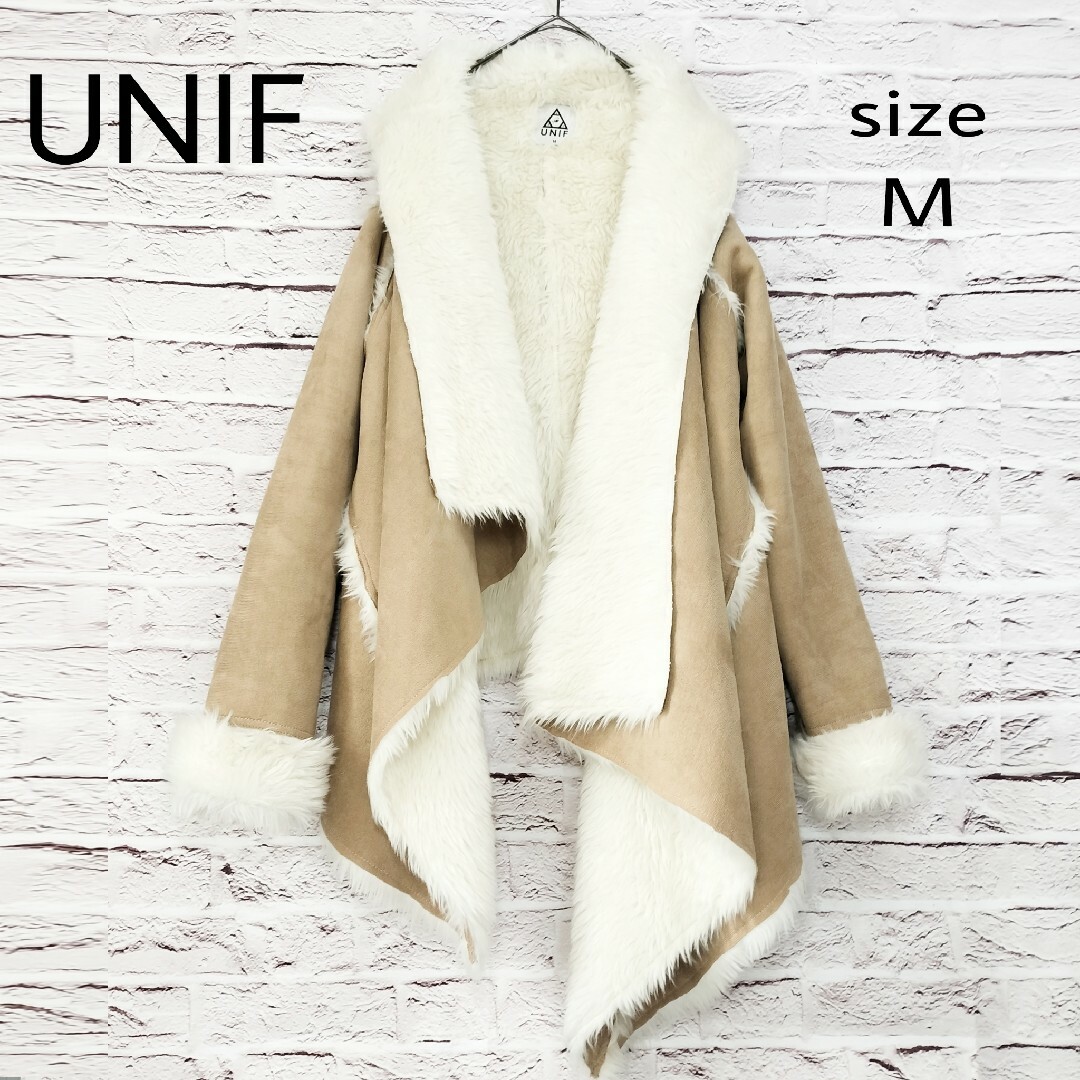 UNIF(ユニフ)の【アシンメトリーラペル】UNIF ポンチョ風 ファーコート ボタンレス レディースのジャケット/アウター(毛皮/ファーコート)の商品写真