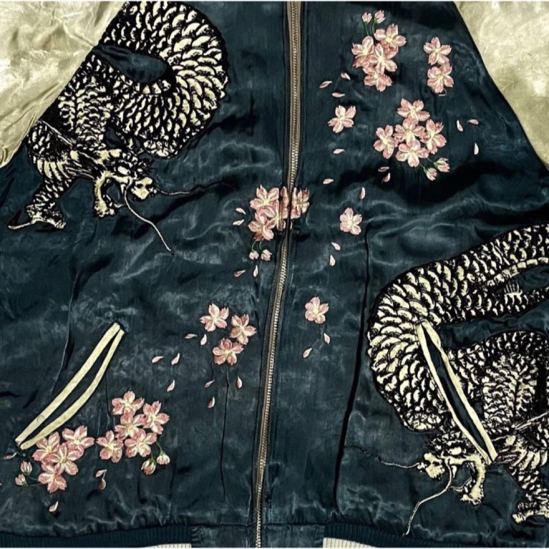 【希少】百花繚乱 スカジャン リバーシブル レーヨン 和柄 刺繍 龍 竜 鯉 桜 【希少】百花繚乱 スカジャン リバーシブル レーヨン 和柄 刺繍 龍 竜 鯉 桜