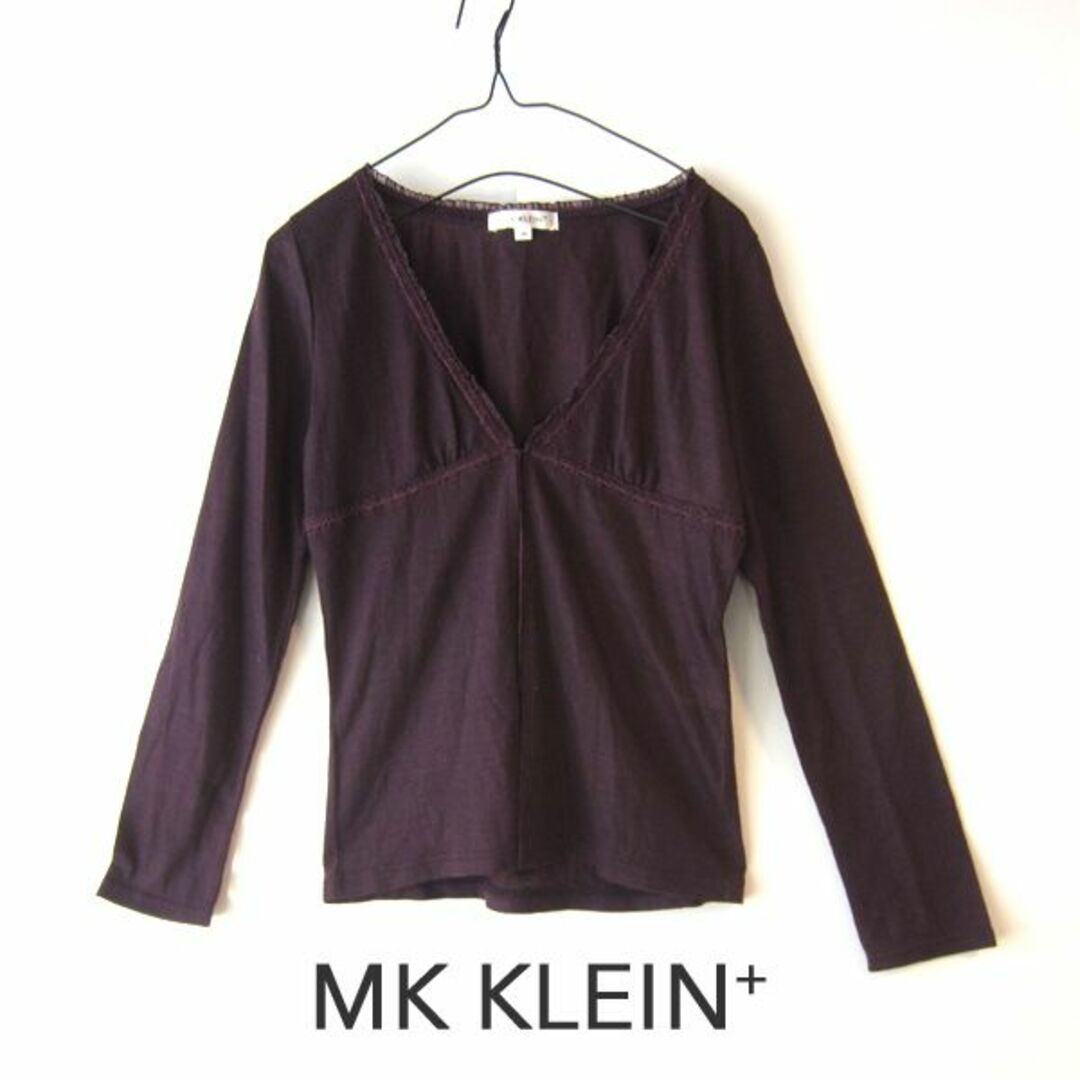 MK MICHEL KLEIN(エムケーミッシェルクラン)の美品　MK KLEIN+／ミッシェルクラン　薄手カーディガン　ワイン レディースのトップス(カーディガン)の商品写真