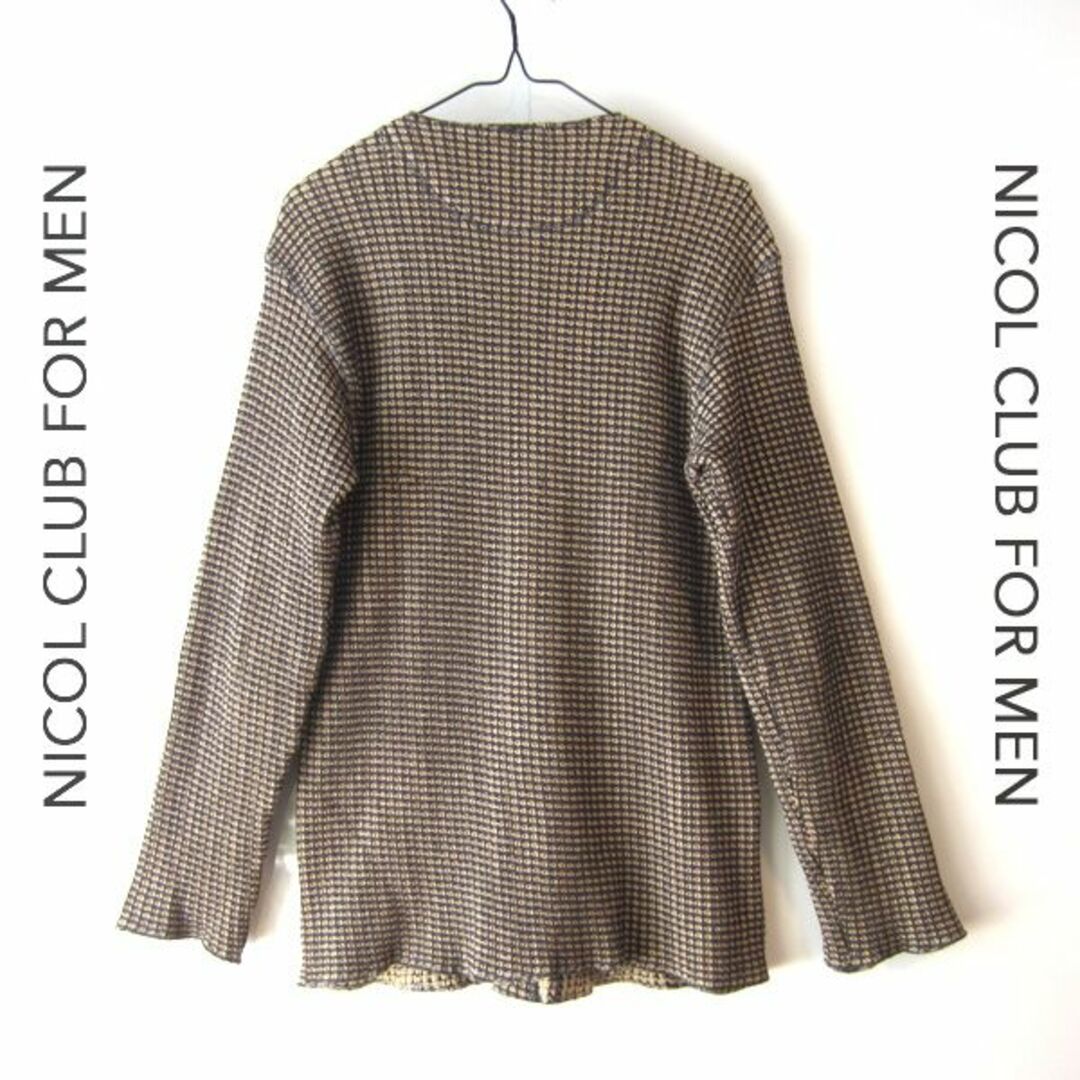 NICOLE CLUB(ニコルクラブ)の美品　NICOLE CLUB／ニコルクラブ　ノーカラーニットジャケット メンズのジャケット/アウター(ノーカラージャケット)の商品写真