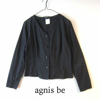 アニエスベー(agnes b.)のagnis b.／アニエスベー　薄手　ノーカラージャケット　黒(ノーカラージャケット)