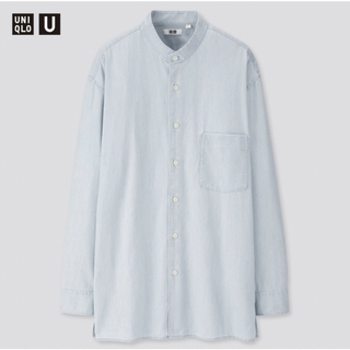 ユニクロ(UNIQLO)の新品未使用　ユニクロU デニムスタンドカラーシャツ（長袖） ブルー XLサイズ(衣装)