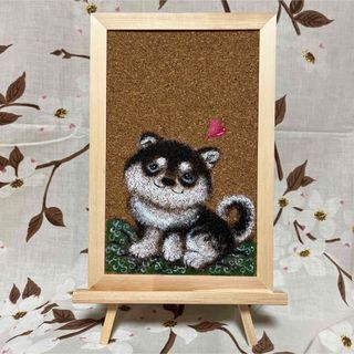 【柴犬】　ハンドメイド　インテリア　メッセージ黒板ボード　ほっこりもふもふ柴犬(インテリア雑貨)