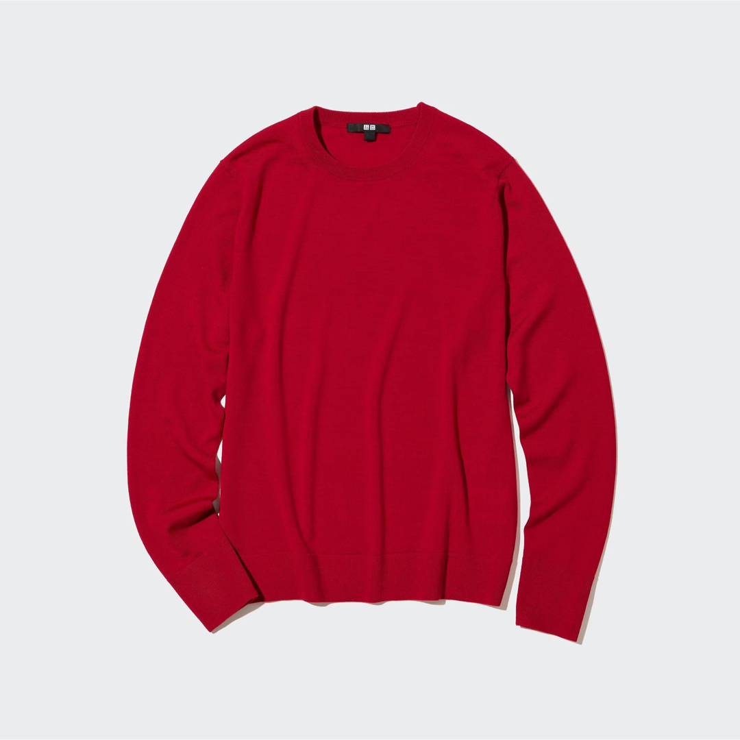 UNIQLO(ユニクロ)のUNIQLO（ユニクロ） エクストラファインメリノクルーネックセーター 赤 M レディースのトップス(ニット/セーター)の商品写真