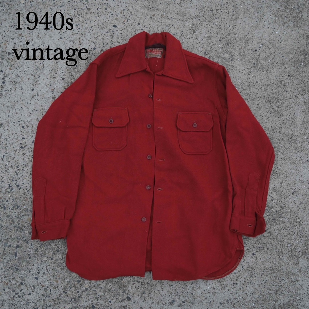 1940s 肉厚 ビックシルエット　wool shirt vintageのサムネイル