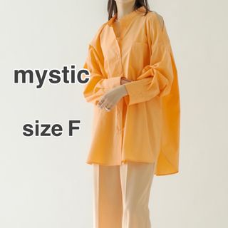 ミスティック(mystic)のmystic ショルダースリットシャツ ブラウス カットソー 長袖 オレンジ(シャツ/ブラウス(長袖/七分))