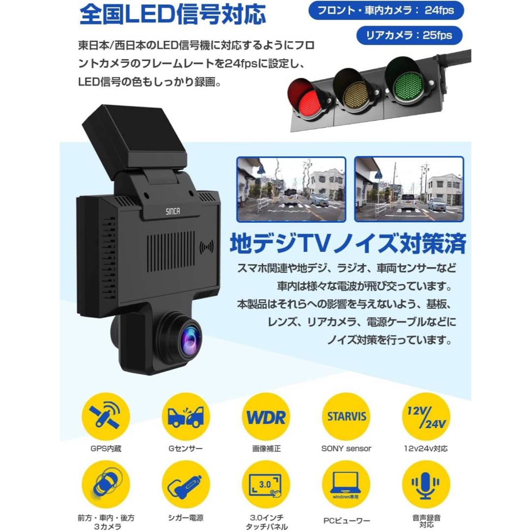 ドライブレコーダー SONY製イメージセンサー搭載　全方位録画