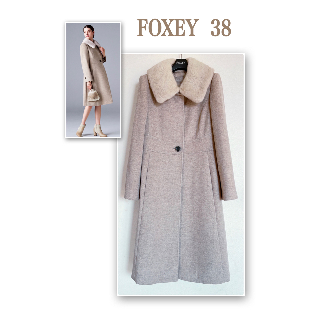 FOXEY2020年定番ミンク襟カシミヤコンサーブドコート38 極美品　Rene | フリマアプリ ラクマ