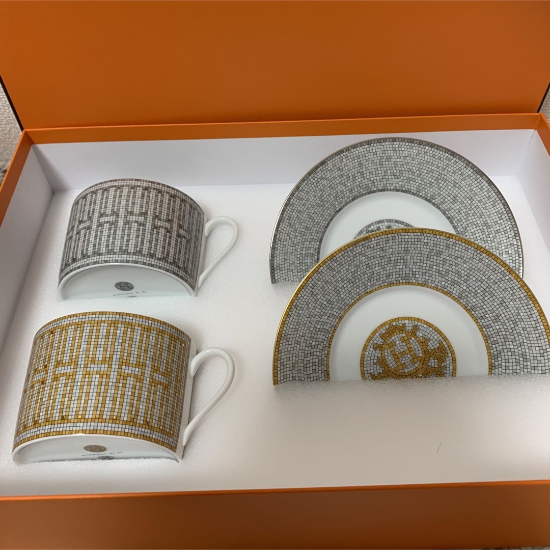Hermes - HERMES カップ&ソーサーペア モザイクゴールド プラチナの
