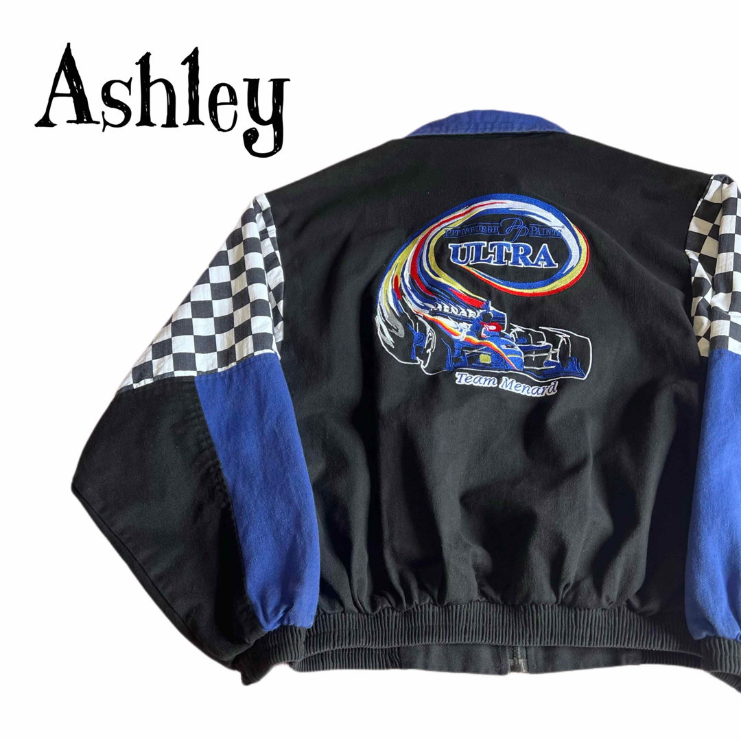 希少XL☆Ashley レーシングジャケット 刺繍 90s コットン 希少XL☆Ashley レーシングジャケット 刺繍 90s コットン