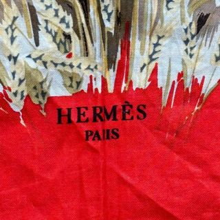 エルメス カレ60 麦畑とウサギ スカーフ シルク タグ有 HERMES 動物
