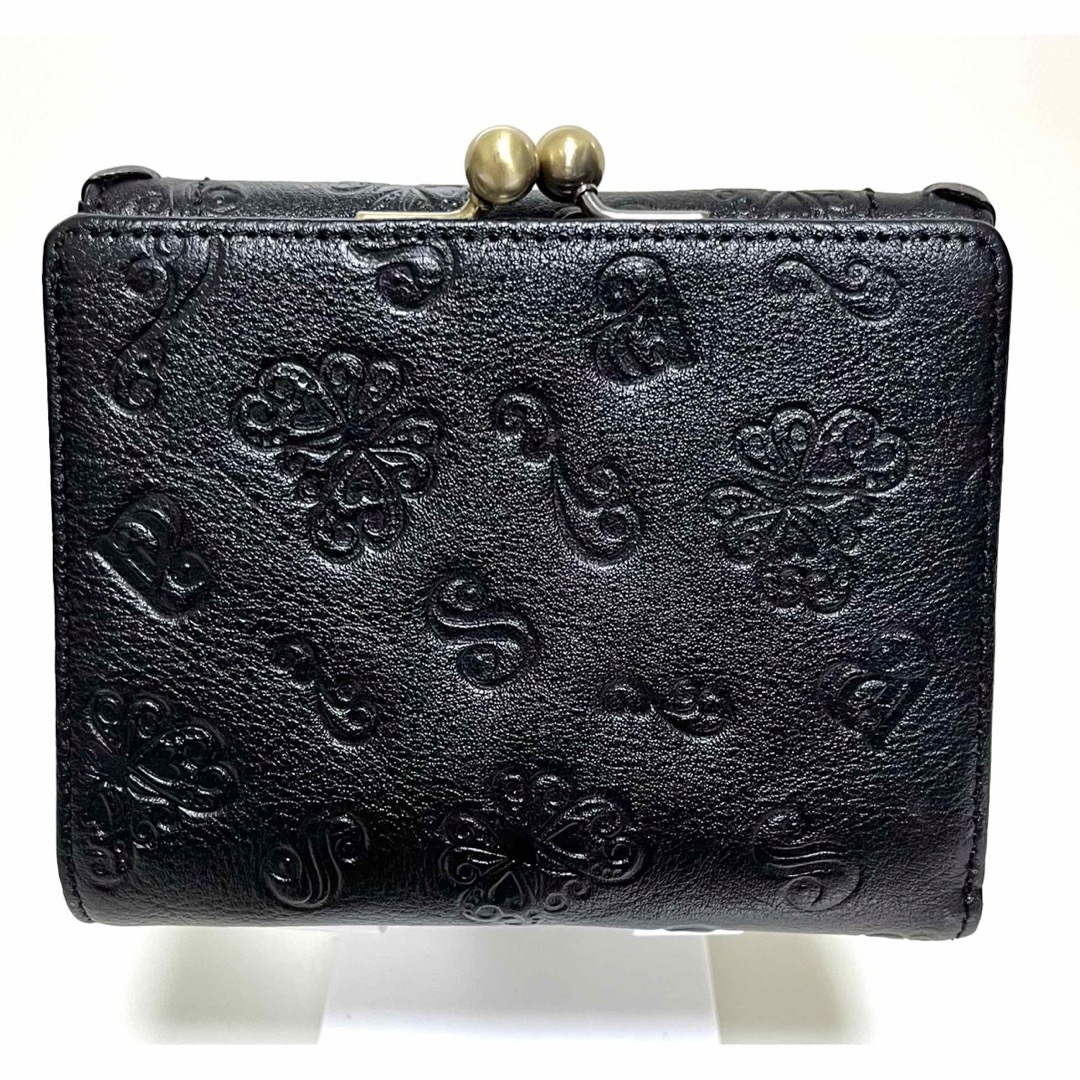 【新品未使用】ANNA SUI 財布 ダリア 黒 三つ折り がま口 アナスイ 蝶