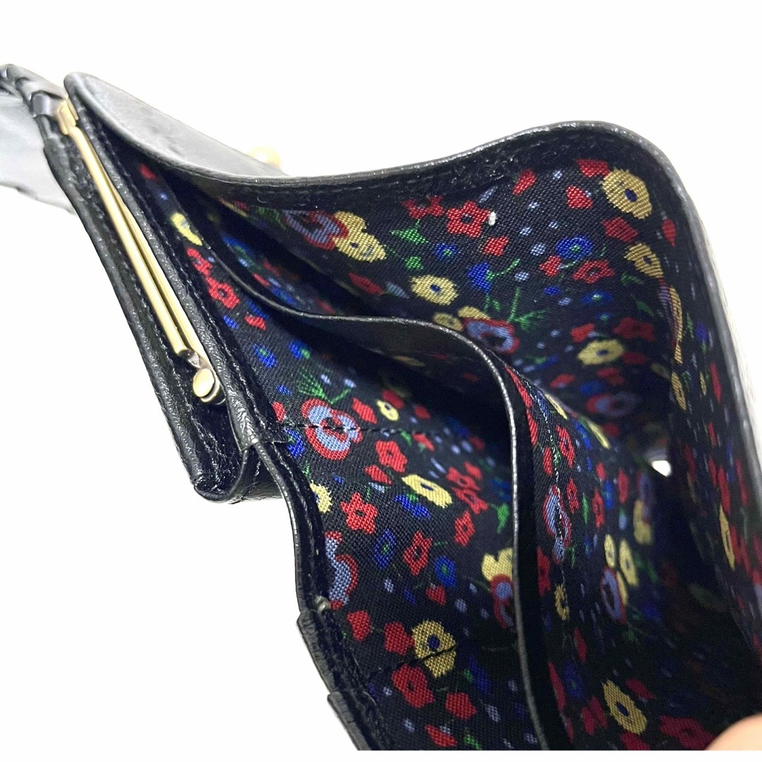 【新品未使用】ANNA SUI 財布 ダリア 黒 三つ折り がま口 アナスイ 蝶