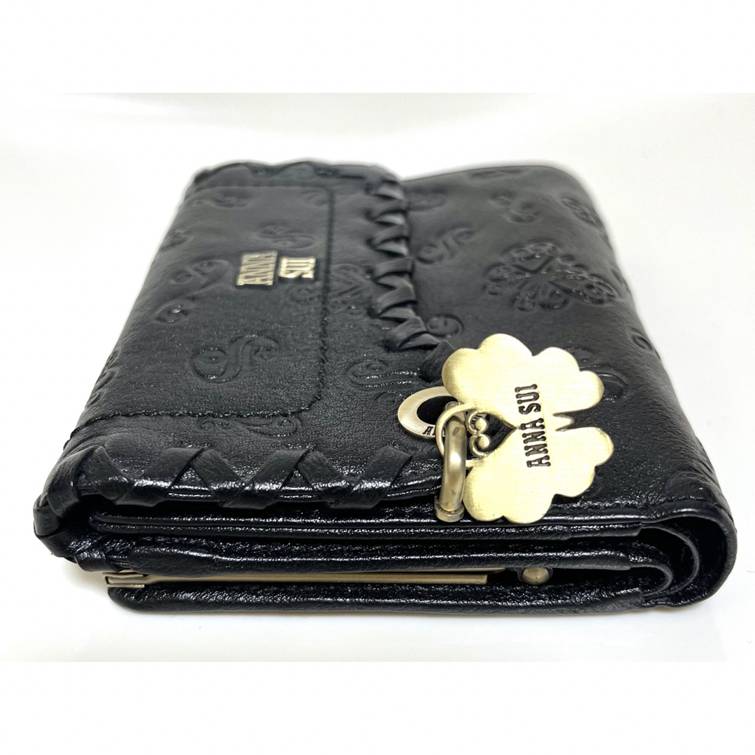 【新品未使用】ANNA SUI 財布 ダリア 黒 三つ折り がま口 アナスイ 蝶