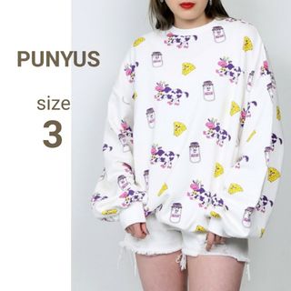 プニュズ(PUNYUS)の人気完売品　新品　プニュズ　COW総柄スウェット　大きいサイズ　ゆるダボ　牛(トレーナー/スウェット)