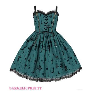 アンジェリックプリティー(Angelic Pretty)の新品 Holy Lantern ジャンパースカート グリーン(ひざ丈ワンピース)