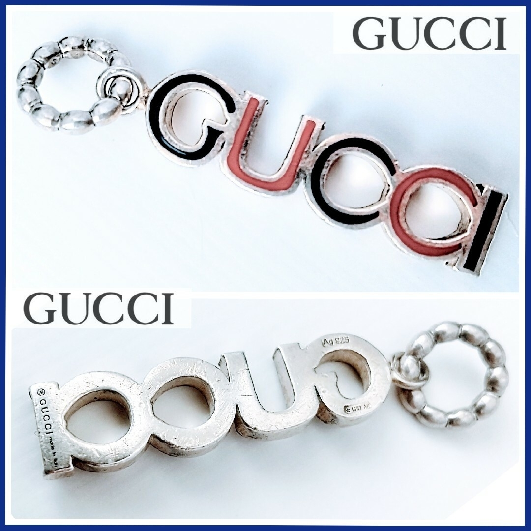 グッチGUCCI✪ネックレストップ ロゴプレート✪Ag925 シルバー