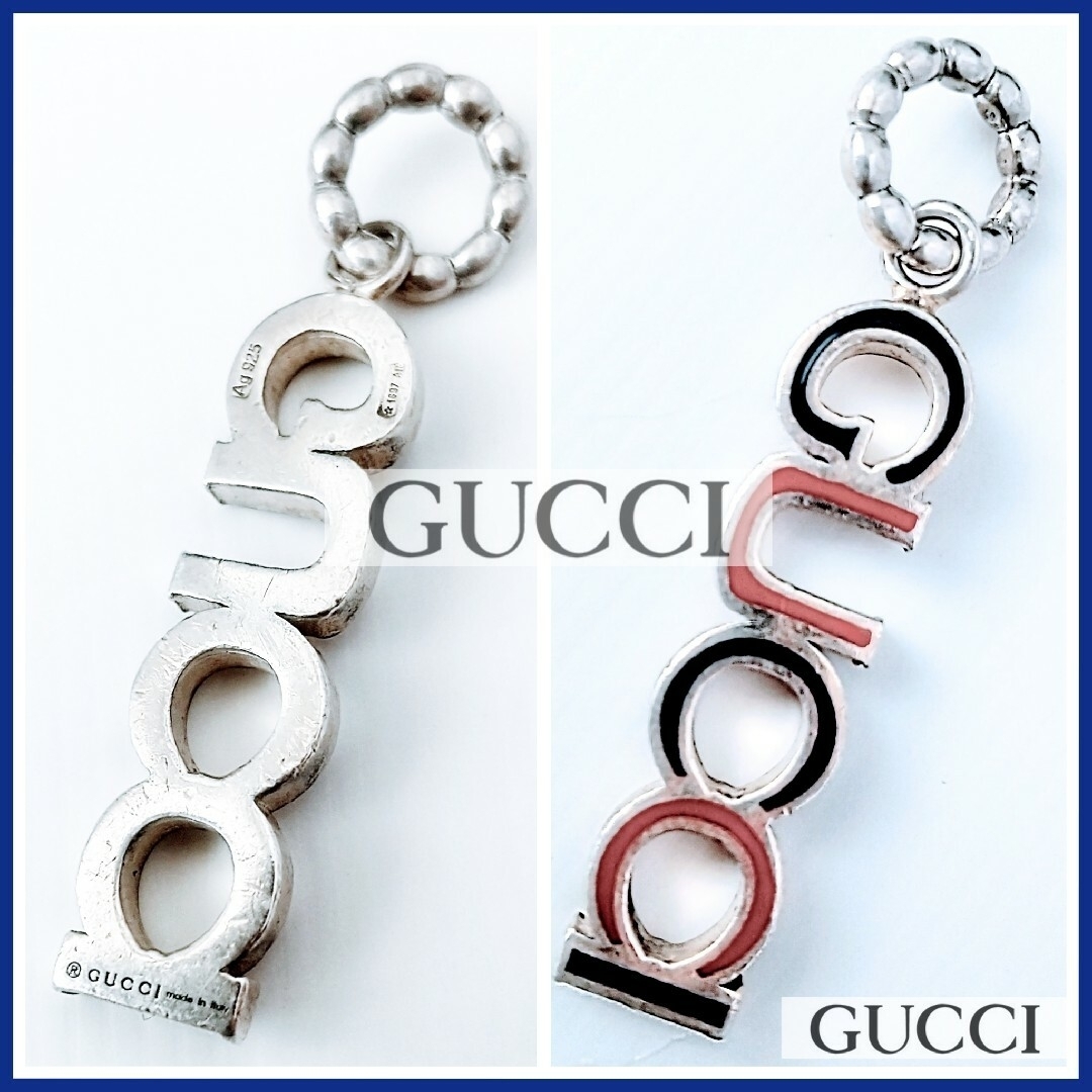 グッチGUCCI✪ネックレストップ ロゴプレート✪Ag925 シルバー