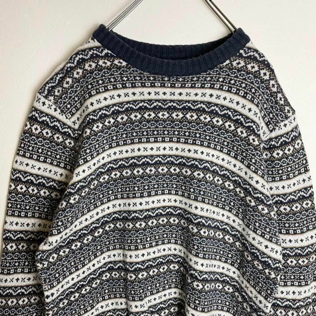 Meterial100%vintage knit レトロ感抜群◎ 総柄セーター　　一点もの　90s