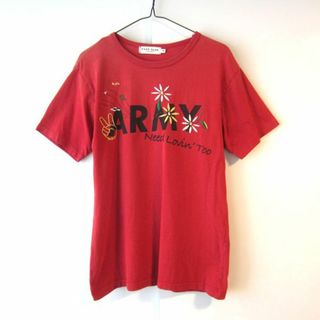 アヴィレックス(AVIREX)の美品　AVIREX／アビレックス　刺繍プリント　半袖Tシャツ　赤(Tシャツ/カットソー(半袖/袖なし))