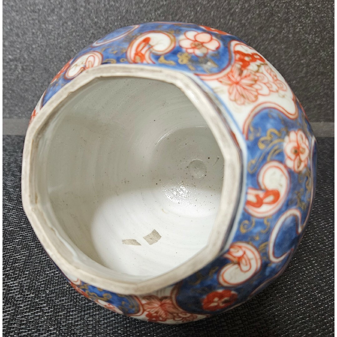 江戸時代中期 元禄~享保期 古伊万里 染錦 面取り 花尽し 沈香壺 江戸時代中期 元禄~享保期 古伊万里 染錦 面取り 花尽し 沈香壺
