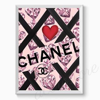 H110 アートポスター シャネル CHANEL ハート ピンク かわいい(アート/写真)