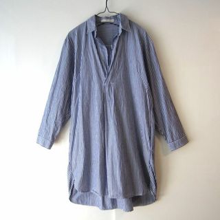 イッカ(ikka)の美品　ikka／イッカ　ゆったりサイズ　ストライプ　シャツワンピース(ロングワンピース/マキシワンピース)