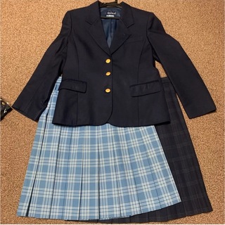 限定セール‼️高校制服コスプレ3点セット‼️ブレザー　水色・紺チェックスカート(コスプレ)