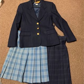 限定セール‼️高校制服コスプレ4点‼️ブレザー紺ベスト　水色・紺チェックスカート(コスプレ)