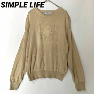 シンプルライフ(SIMPLE LIFE)のks147 SIMPLE LIFE トップス カットソー 長袖 ベージュ 刺繍(Tシャツ/カットソー(七分/長袖))