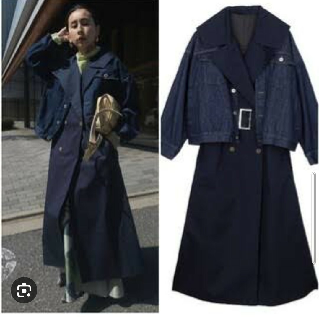 Ameri VINTAGE(アメリヴィンテージ)のAmeri★ 3WAY DENIM LAYERED TRENCH レディースのジャケット/アウター(トレンチコート)の商品写真