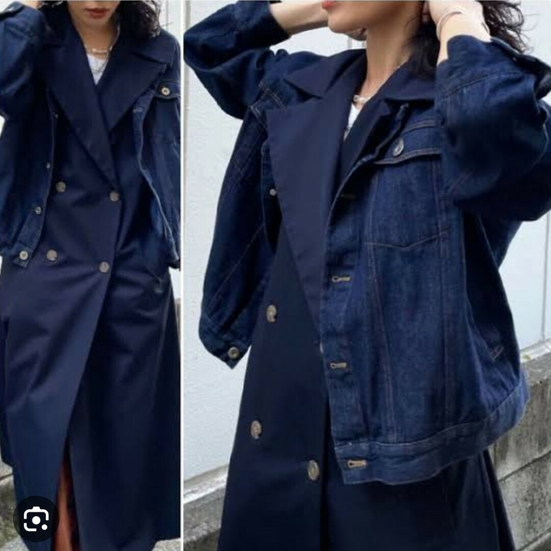 Ameri VINTAGE(アメリヴィンテージ)のAmeri★ 3WAY DENIM LAYERED TRENCH レディースのジャケット/アウター(トレンチコート)の商品写真