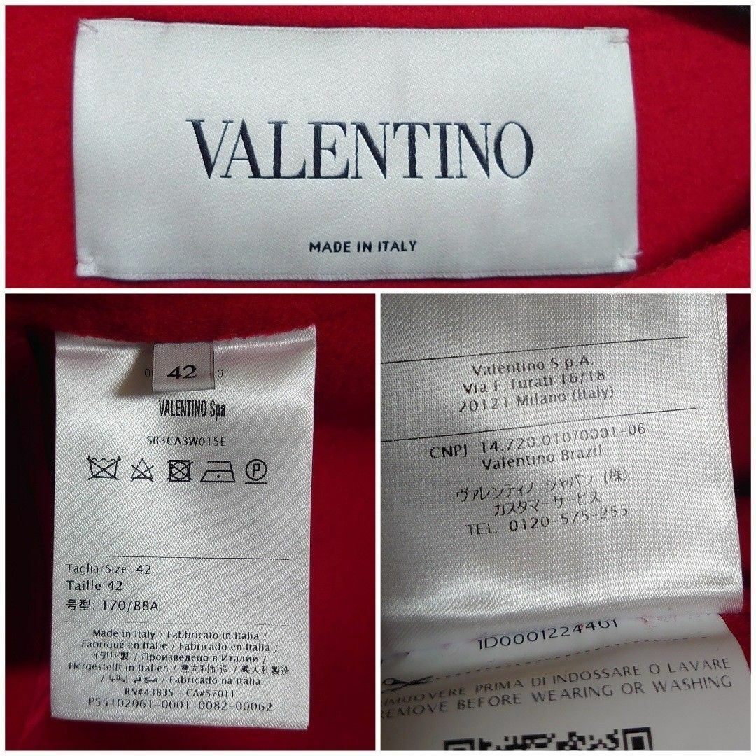 VALENTINO(ヴァレンティノ)のVALENTINO ラッフルフリル コート レッド 赤 レディースのジャケット/アウター(ロングコート)の商品写真