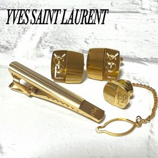 イヴサンローラン(Yves Saint Laurent)の希少YSL【豪華3点セット】タイピン　タイタックピン　カフス　ゴールド　お洒落(ネクタイピン)