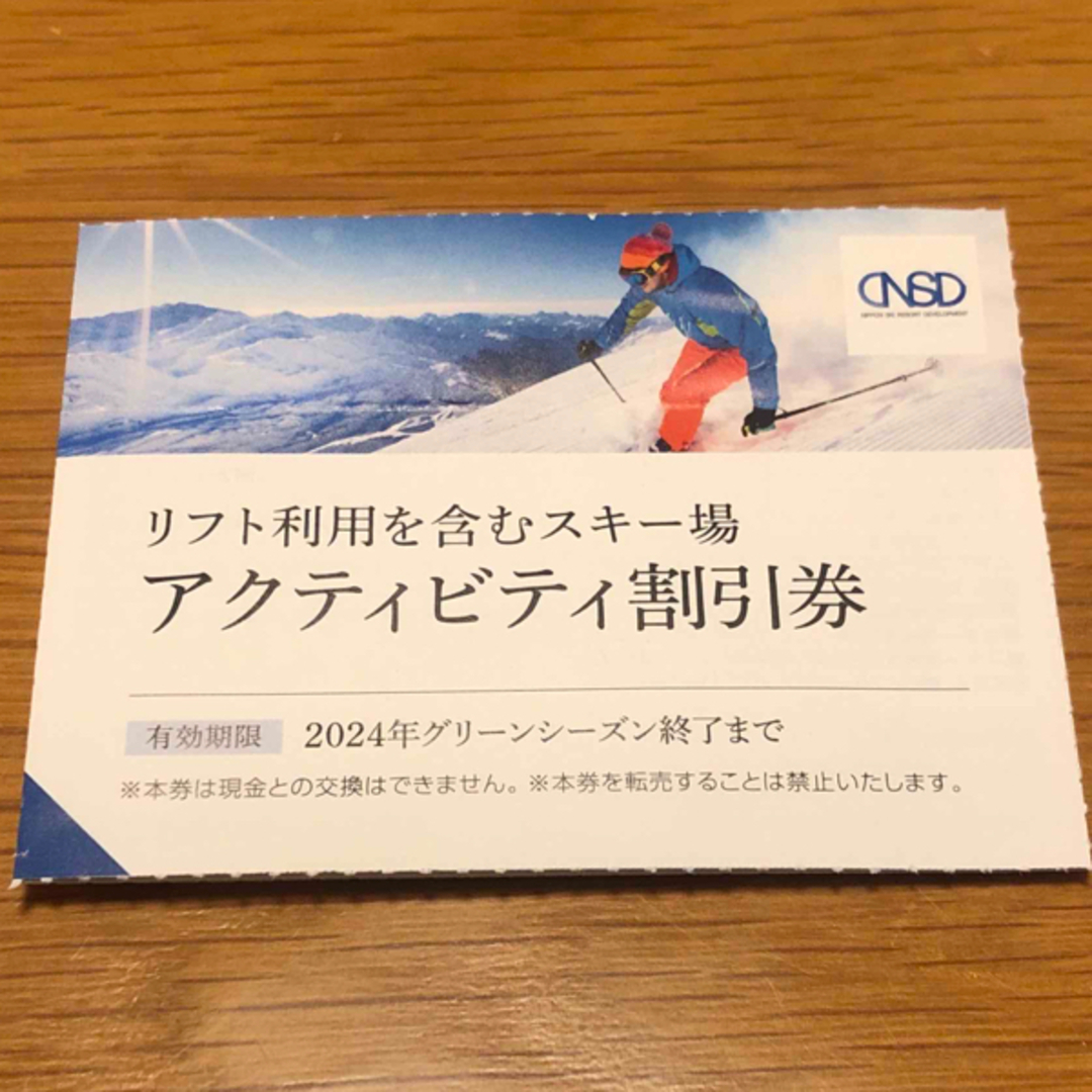 日本スキー場開発 株主優待券 アクティビティ割引券 1枚 チケットの優待券/割引券(その他)の商品写真