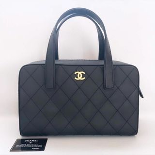 極美品 CHANEL シャネル 2WAYハンドバッグ ミニボストン ココマーク キャビアスキン 23番台 ブラック シルバー金具  53979