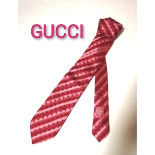 グッチ(Gucci)のGUCCI グッチ メンズ ネクタイ イタリア製 赤色系 シルク 美品(ネクタイ)