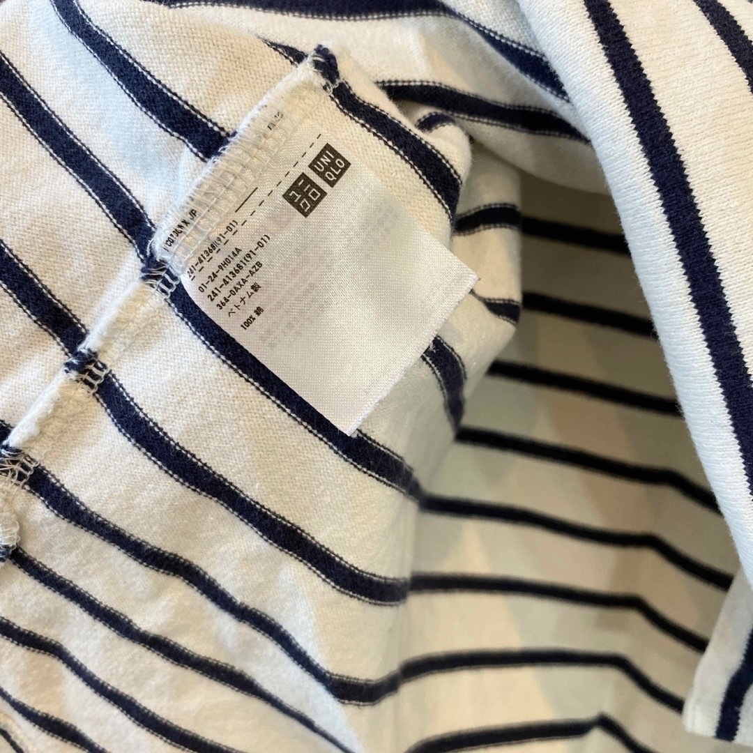 UNIQLO(ユニクロ)のユニクロ ボーダーボートネック Tシャツ ストライプ  M レディースのトップス(カットソー(長袖/七分))の商品写真