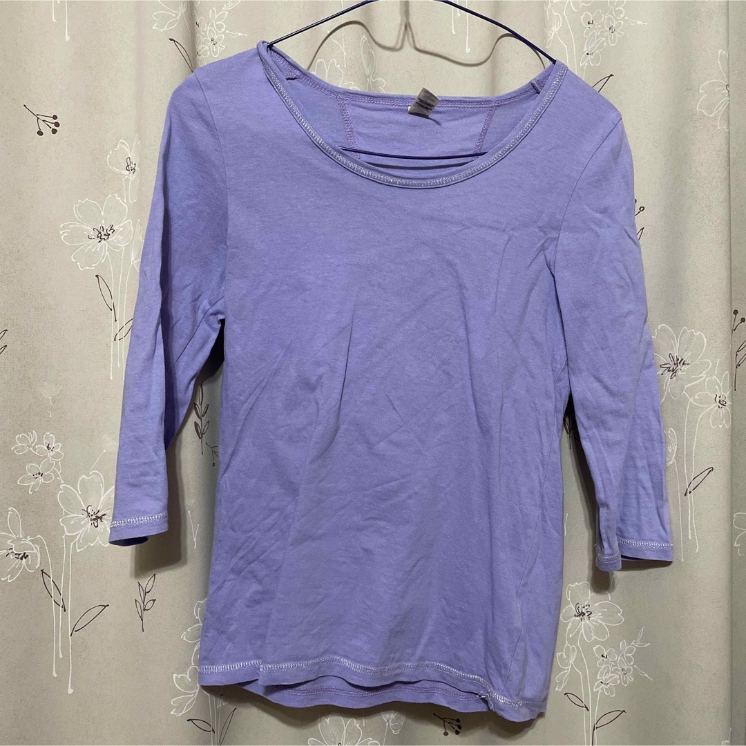 七分袖Tシャツ（パープル） レディースのトップス(Tシャツ(長袖/七分))の商品写真