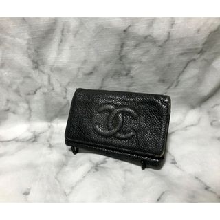 シャネル(CHANEL)のCHANEL シャネル ココマーク キーケース　キャビアスキン　ミニマル　訳あり(キーケース)