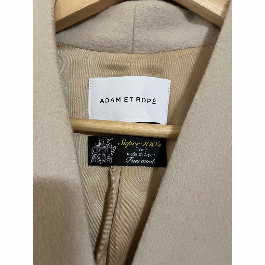 Adam et Rope'(アダムエロぺ)のアダムエロペ カシミヤ混 Vネックノーカラーコート レディースのジャケット/アウター(ロングコート)の商品写真