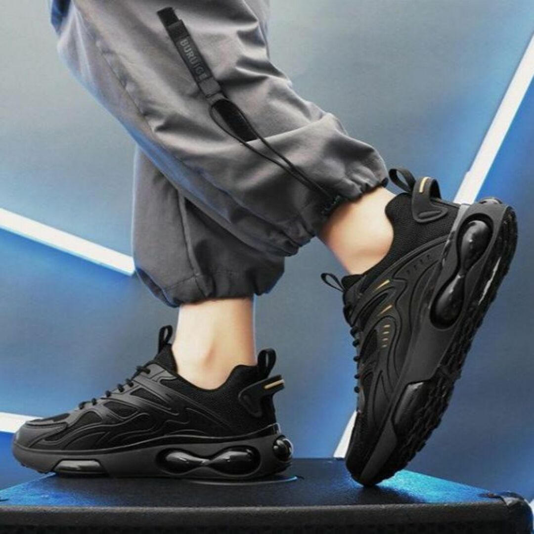 26.5cmメンズスニーカーシューズランニングウォーキングジムトレ運動靴黒男性1 メンズの靴/シューズ(スニーカー)の商品写真