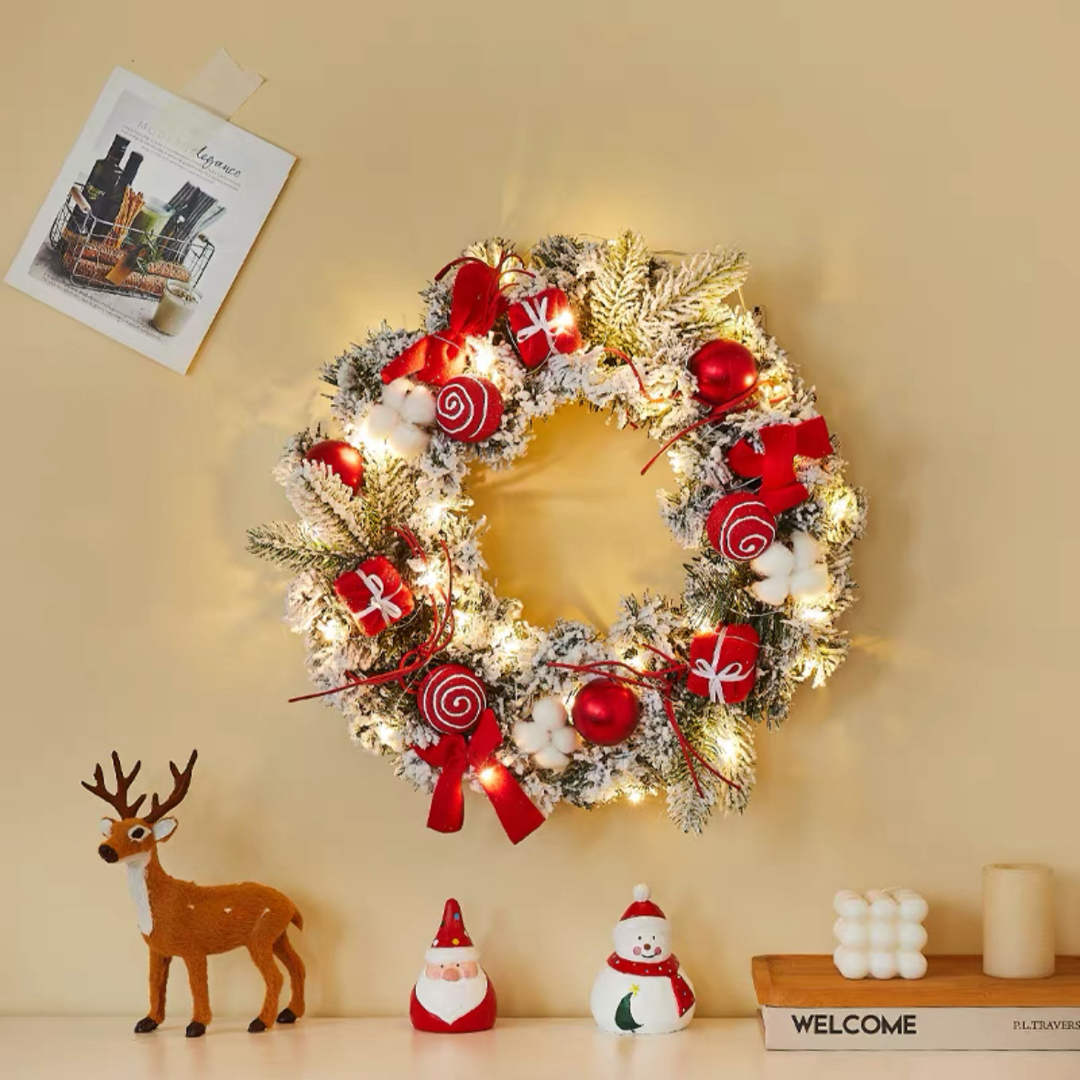 クリスマスリース クリスマス飾り付け 壁掛け飾り 玄関ドア フラワー造花 花輪フラワー/ガーデン