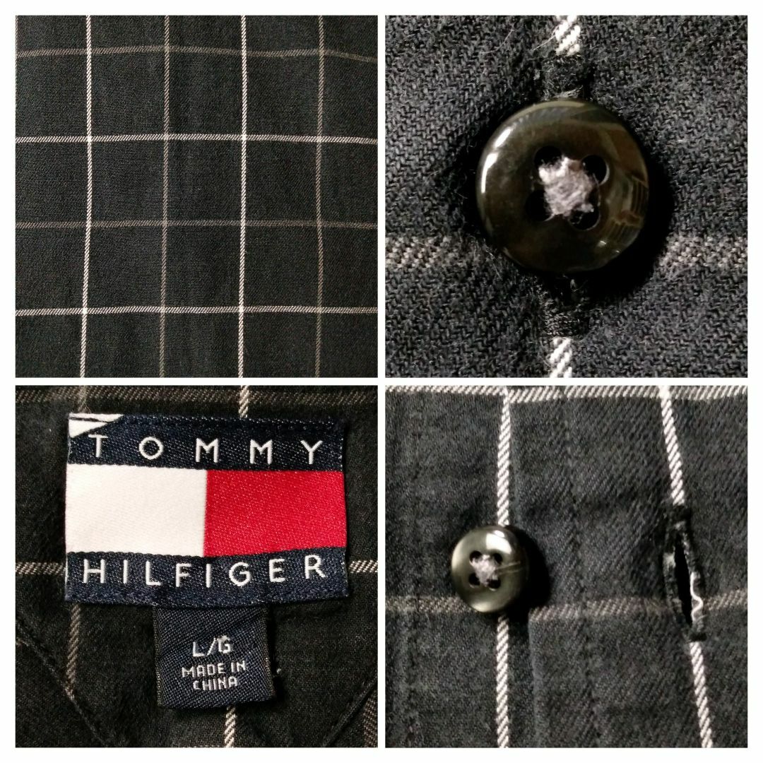 TOMMY HILFIGER(トミーヒルフィガー)の★ビンテージ★TOMMY HILFIGER 長袖BDシャツ チェック 黒 XL メンズのトップス(シャツ)の商品写真