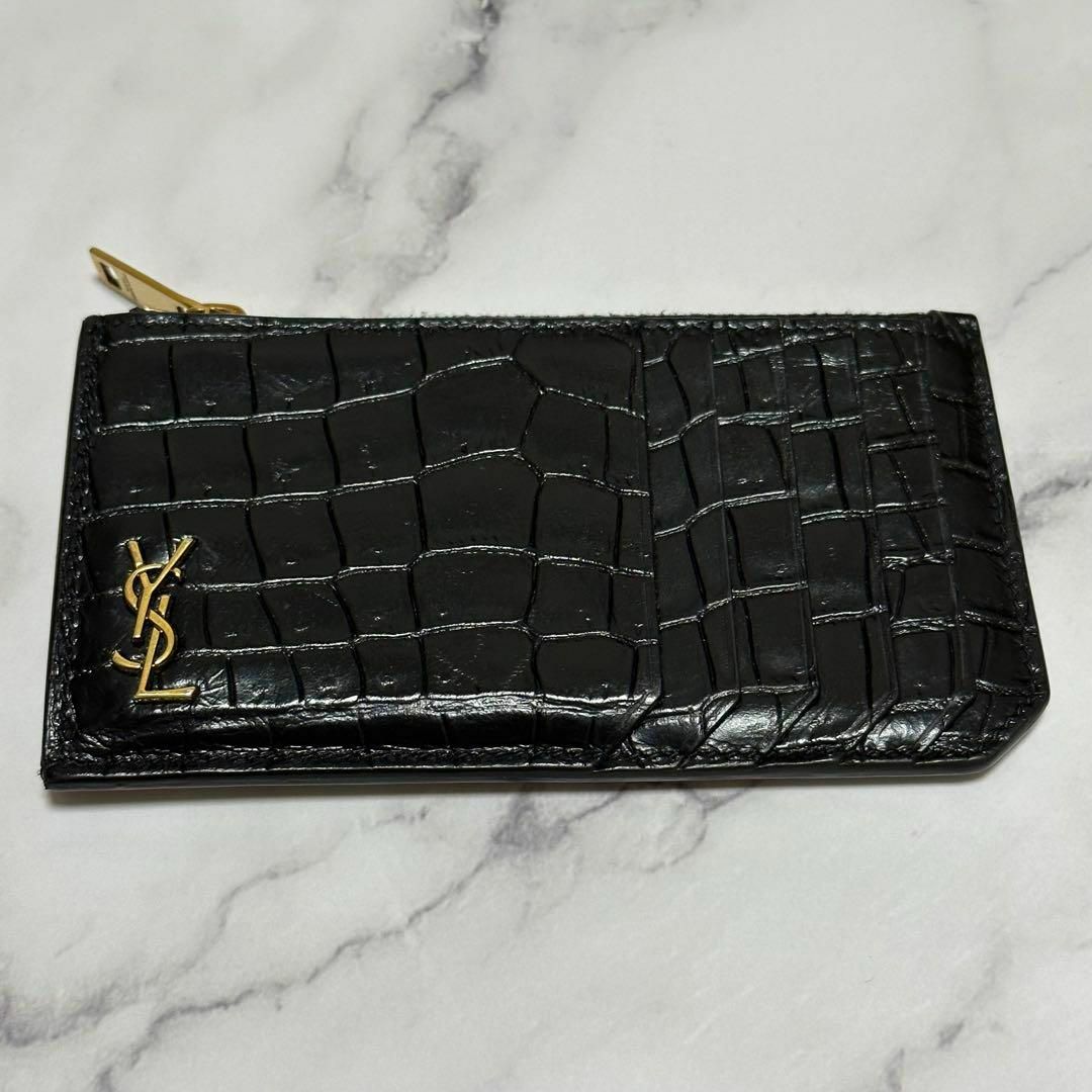 美品✨現行 サンローラン ジップカードケース フラグメント YSLロゴ クロコ