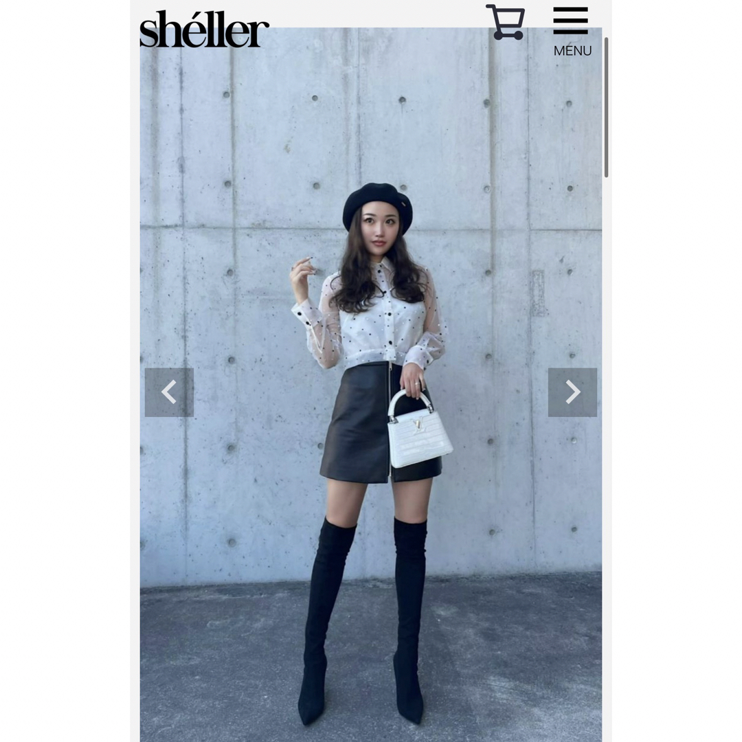 ミニスカートsheller フロントZIPレザースカート