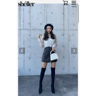 sheller フロントZIPレザースカート(ミニスカート)