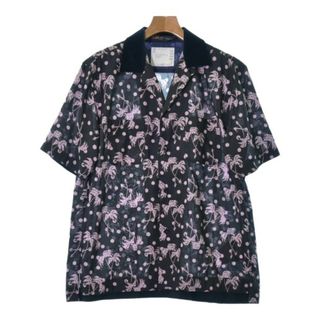 サカイ(sacai)のsacai サカイ カジュアルシャツ 2(M位) 黒xピンク(総柄) 【古着】【中古】(シャツ)