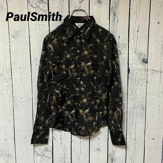 ポールスミス(Paul Smith)の【超美品】ポールスミス　長袖シャツ　　総柄　花柄　こげちゃ　フラワー　Mサイズ(シャツ/ブラウス(長袖/七分))