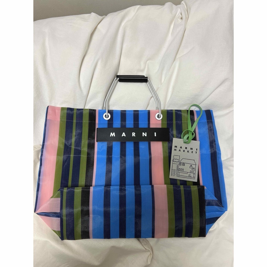 Marni(マルニ)のマルチカラーブルー MARNI MARKET STRIPE BAG レディースのバッグ(トートバッグ)の商品写真